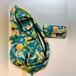 Kavu Rope Sling Pack - Ocean Citrus- with Matching Wallet - EUC